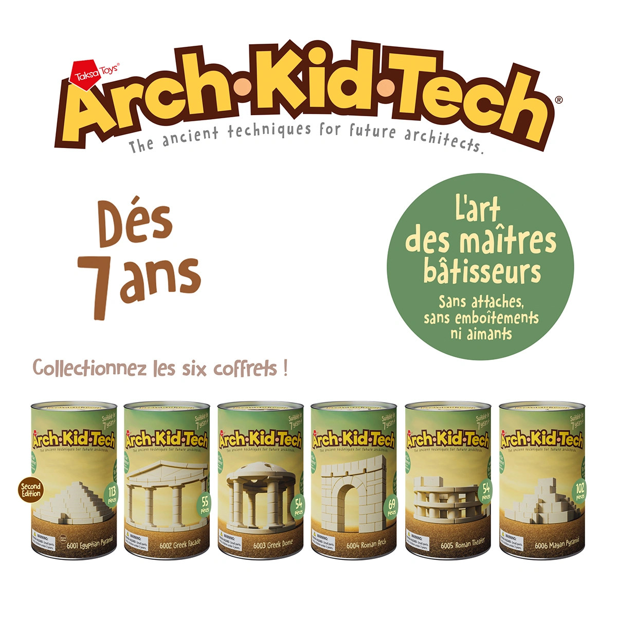 Collection de jouets de construction architecturale Arch-Kid-Tech® avec des structures historiques pour enfants