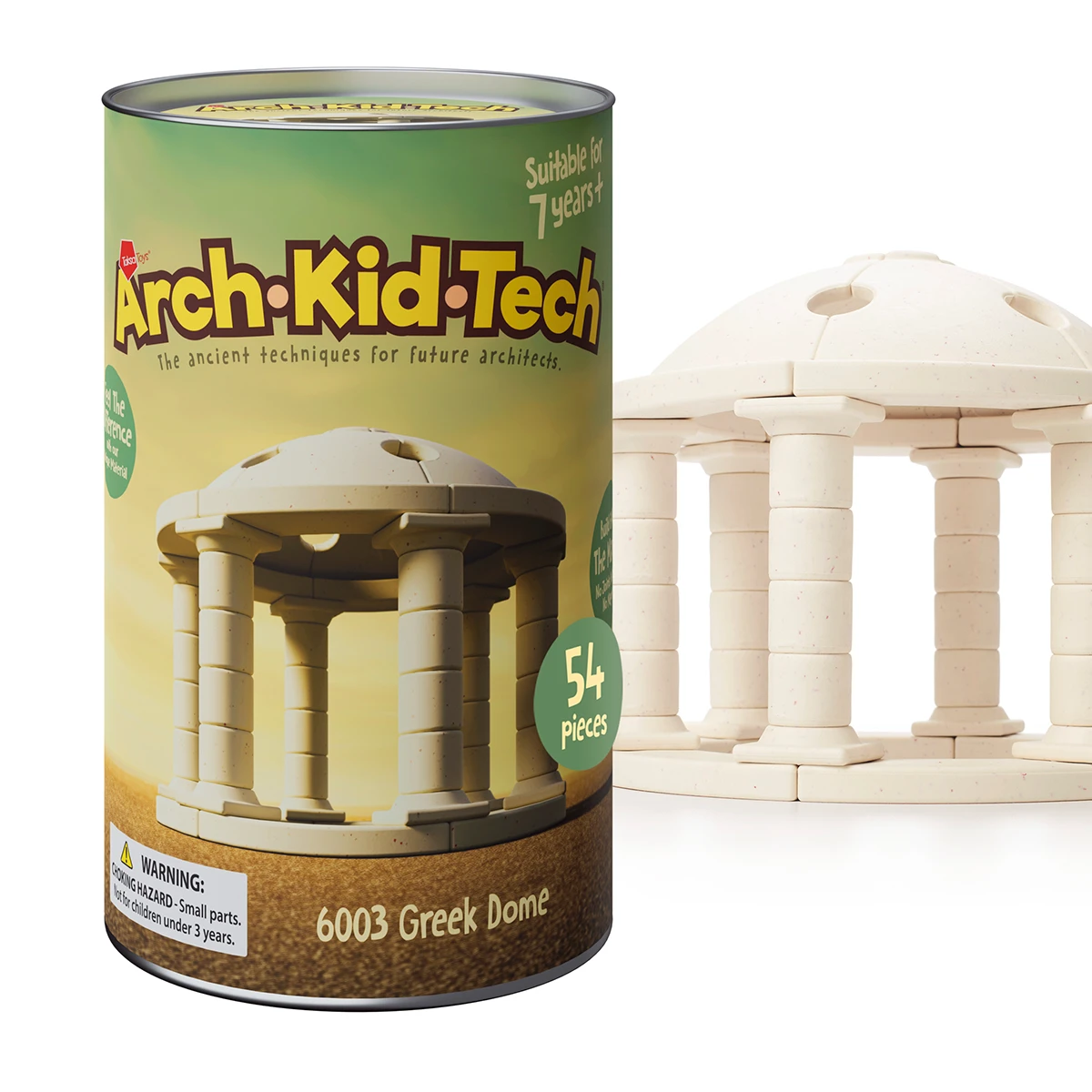 Jeu de construction architectural Arch-Kid-Tech Dôme grec pour explorer les courbes, la compression, l’alignement et la stabilité.