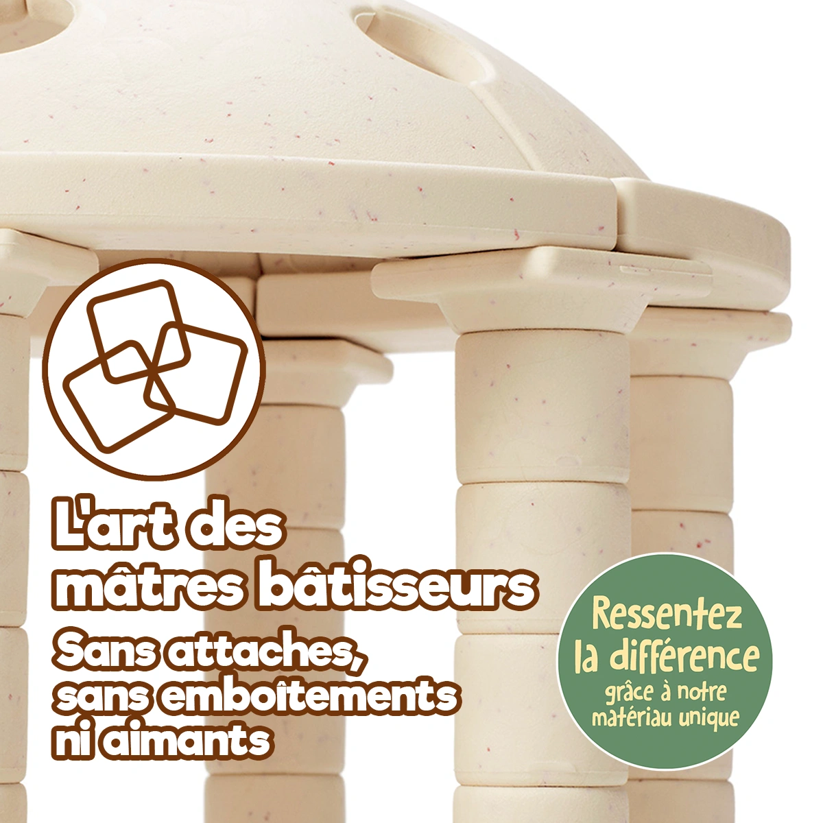 Jouet de construction Arch-Kid-Tech® Dôme grec utilisant l’équilibre et l’empilement sans verrous, joints ni aimants