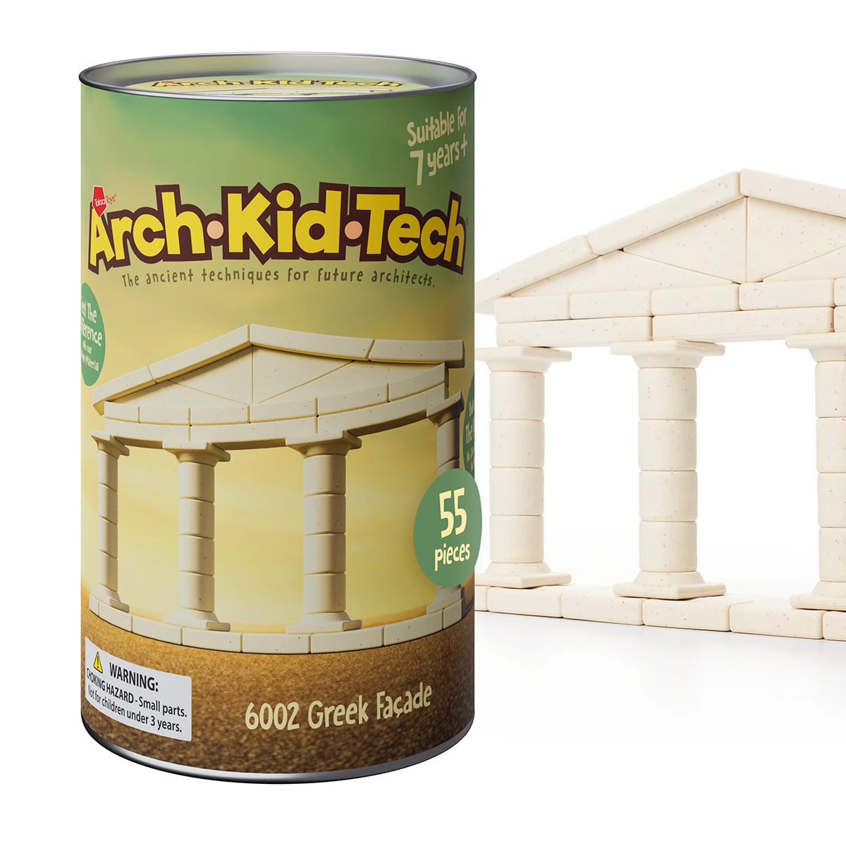 Jeu de construction architectural Arch-Kid-Tech Façade grecque pour explorer les colonnes, les proportions, l’alignement et la stabilité.