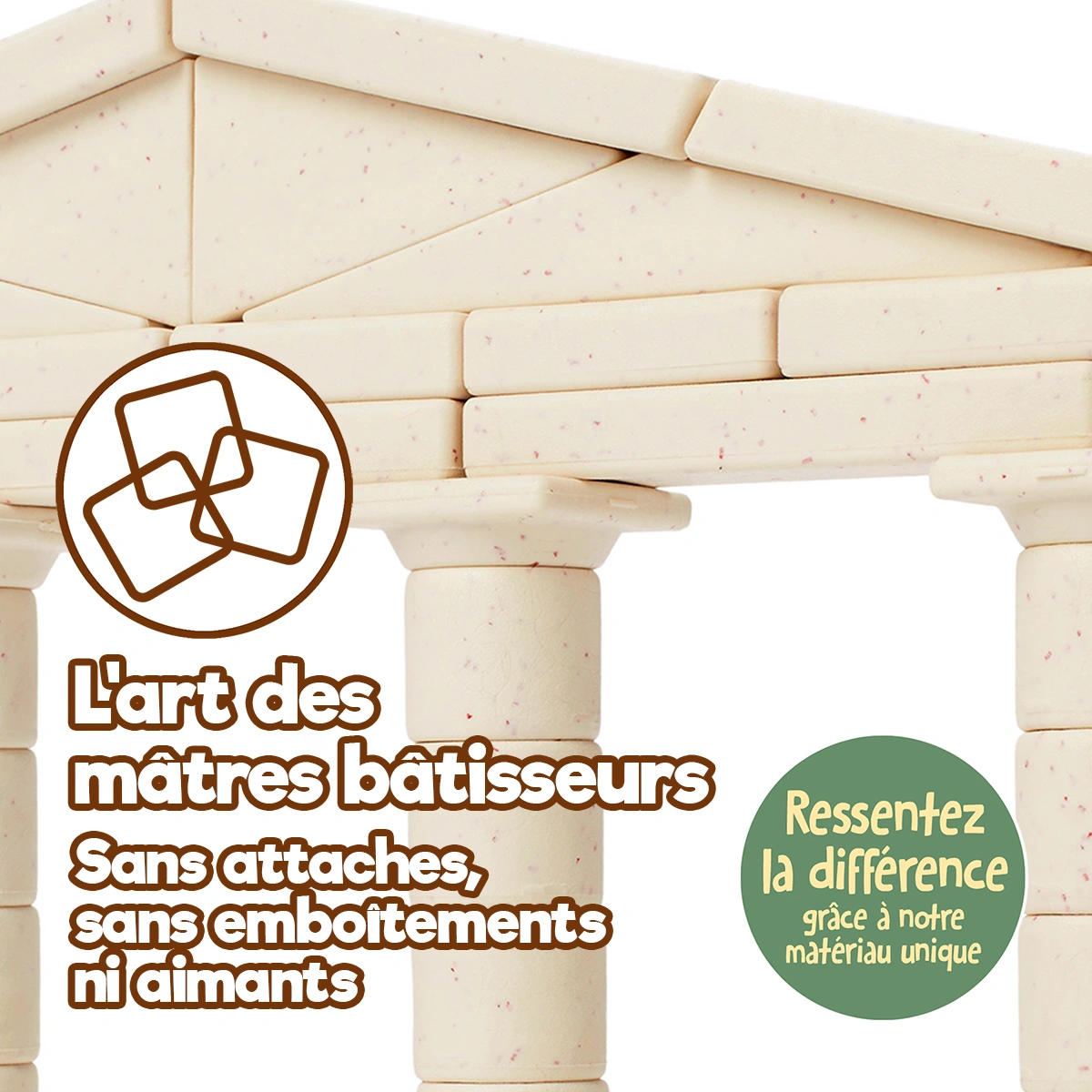 Jouet de construction Arch-Kid-Tech® Façade grecque utilisant l’équilibre et l’empilement sans verrous, joints ni aimants