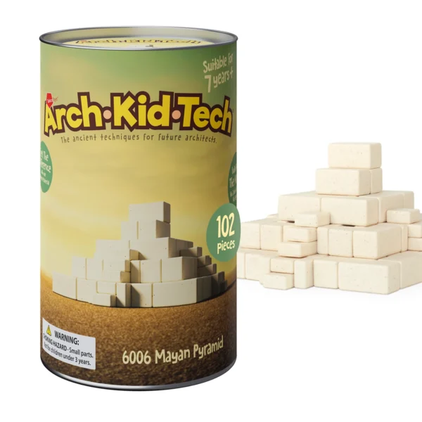 Jeu de construction architectural Arch-Kid-Tech Pyramide maya avec 102 pièces pour explorer les structures en gradins, l’alignement et la stabilité.