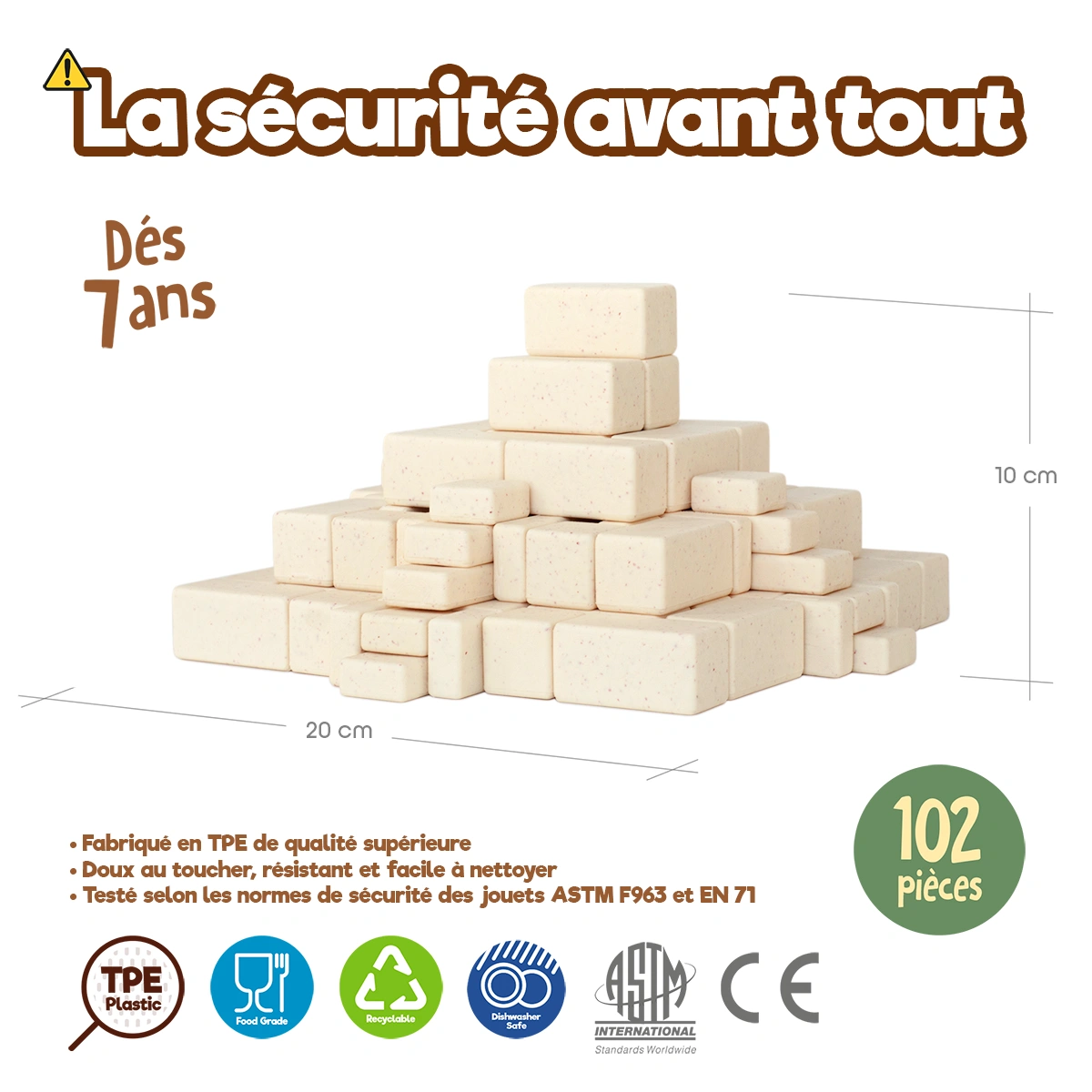 Jouet de construction Arch-Kid-Tech® Pyramide maya fabriqué avec des matériaux sûrs et premium, certifié conforme aux normes ASTM et EN71