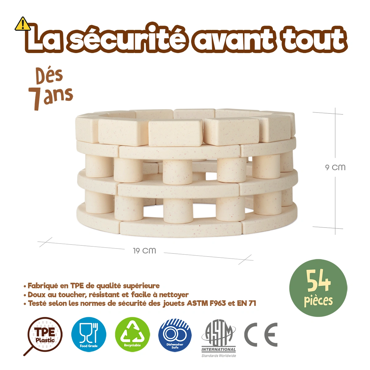 Jouet de construction Arch-Kid-Tech® Théâtre romain fabriqué avec des matériaux sûrs et premium, certifié conforme aux normes ASTM et EN71