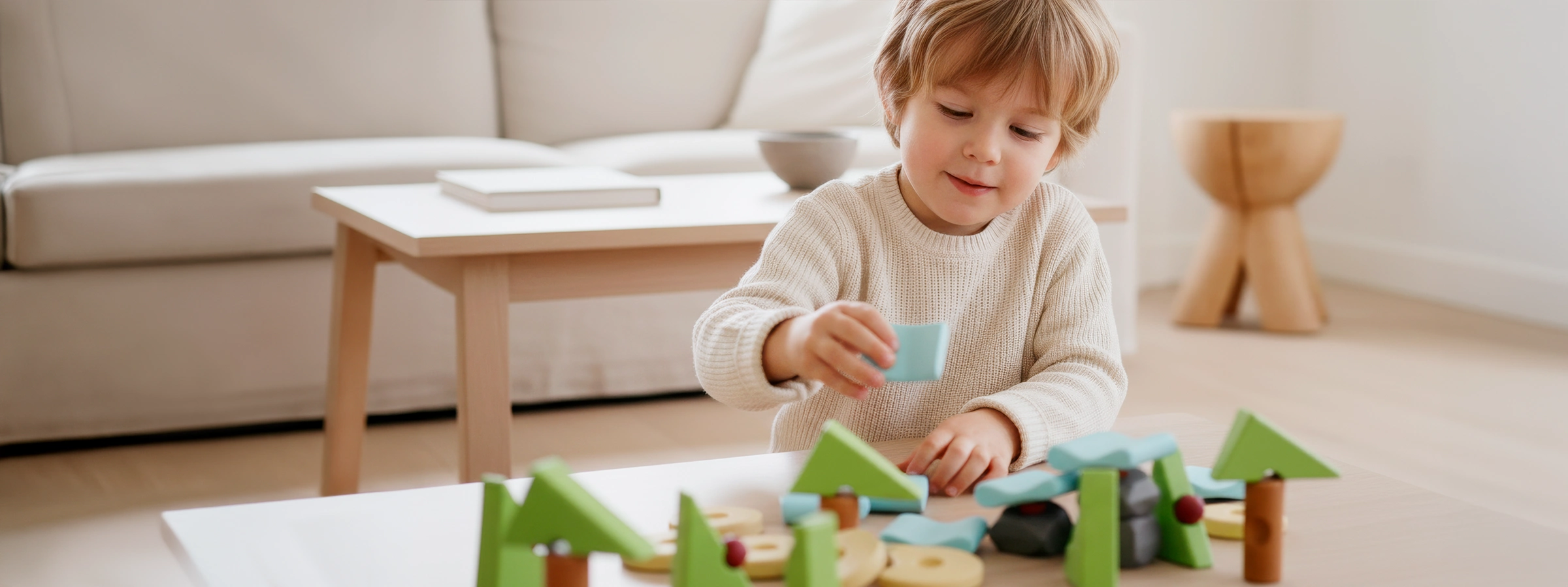 apprentissage par le jeu avec un enfant construisant des structures équilibrées pour explorer l’attention, le raisonnement et le mouvement