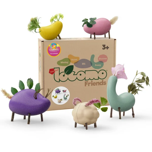 Jouet d’exploration de la nature LOCOMO Friends 6112-MC1 avec cinq personnages colorés pour créer avec feuilles, brindilles et éléments naturels.