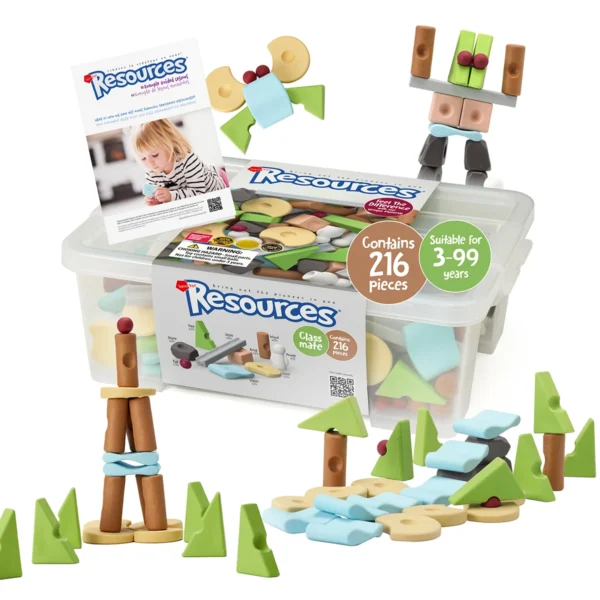 Jeu de construction libre Resources Classmate Set pour classe et groupe, conçu pour explorer équilibre, structure et coopération.