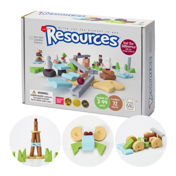 Jeu de construction libre Resources Gift Pack, cadeau éducatif pour enfants autour de l’équilibre, de la structure et de la créativité.