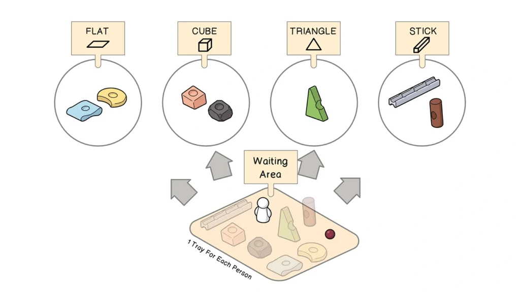 Enfants déplaçant des pièces Resources® vers des maisons selon des règles de classification enfant
