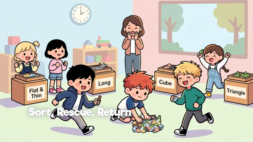 Enfants jouant avec Resources® pendant une activité de tri pour enfants basée sur l’observation des formes et tailles
