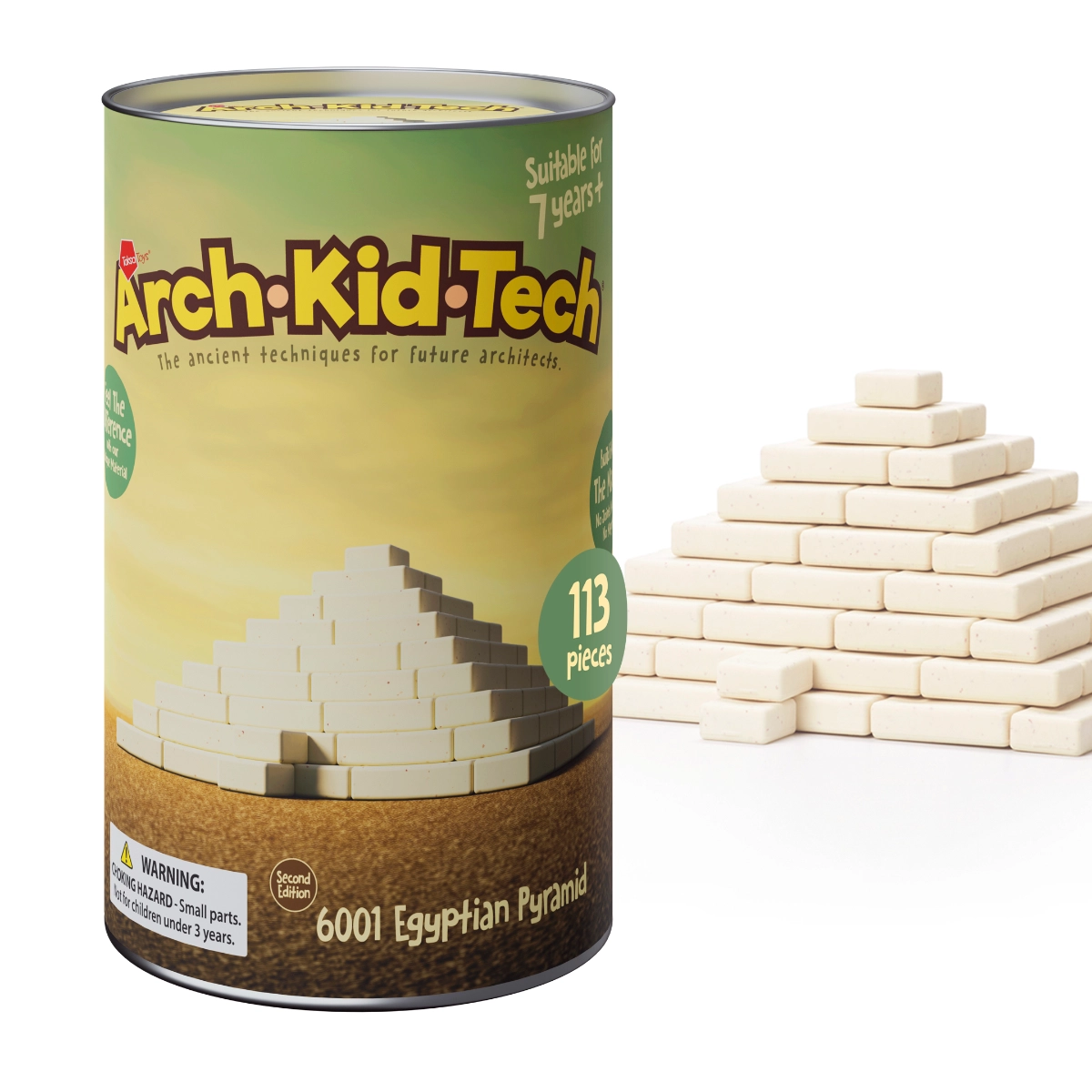 Jeu de construction architectural Arch-Kid-Tech Pyramide égyptienne pour explorer l’empilement, la répétition, l’alignement et la stabilité.